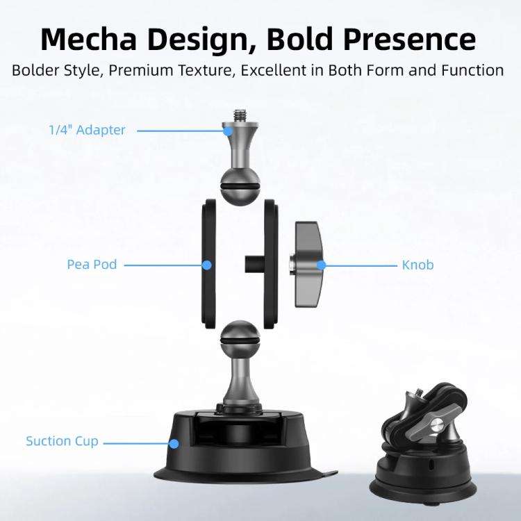 Flymile Universal Car Suction Cup Mount for Action Cameras 360-degree Rotatable, Washable and Reu...