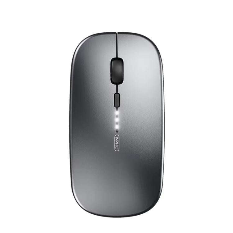 Inphic M1 PRO Wireless Bluetooth Tri-mode Rechargeable Mute Mouse With Battery Level Display(Gray)