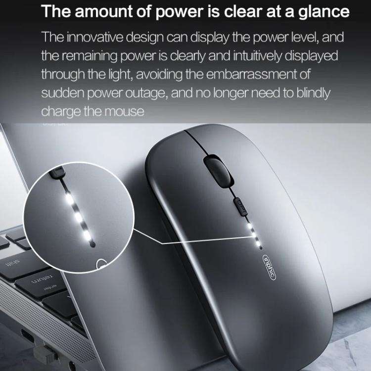Inphic M1 PRO Wireless Bluetooth Tri-mode Rechargeable Mute Mouse With Battery Level Display(Silver)