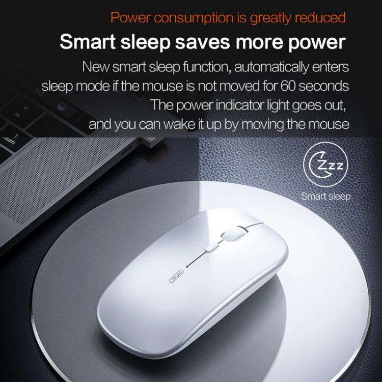 Inphic M1 PRO Wireless Bluetooth Tri-mode Rechargeable Mute Mouse With Battery Level Display(Silver)