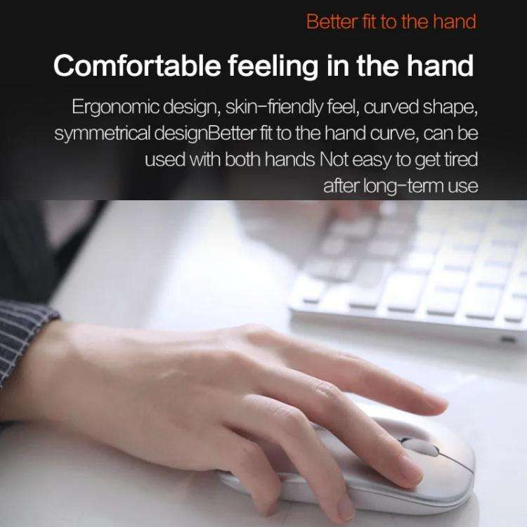 Inphic M1 PRO Wireless Bluetooth Tri-mode Rechargeable Mute Mouse With Battery Level Display(Silver)