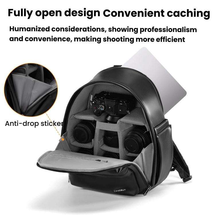 Cwatcun D125 Medium Shoulder Camera Bag Waterproof Casual Photography Backpack(Black)