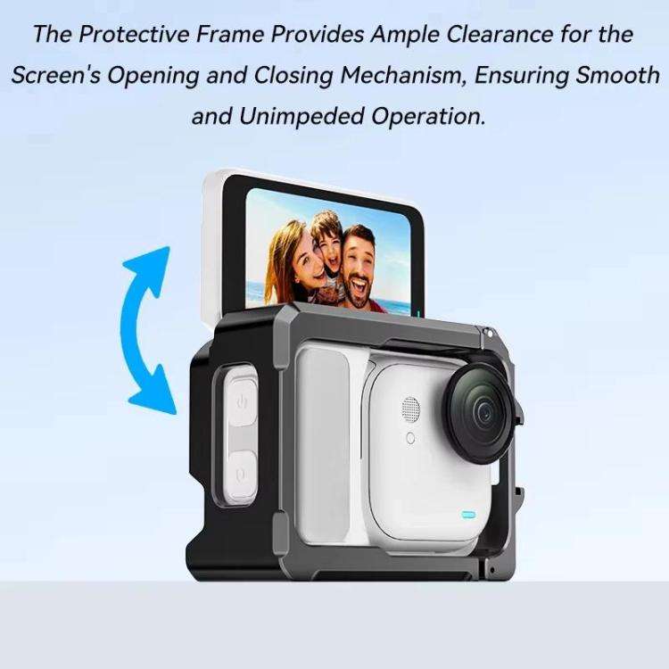 For Insta360 GO Ultra Aluminum Alloy Cage with Dual Cold Shoe Mount Shockproof Protective Frame(B...