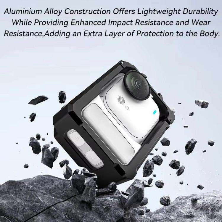 For Insta360 GO Ultra Aluminum Alloy Cage with Dual Cold Shoe Mount Shockproof Protective Frame(B...