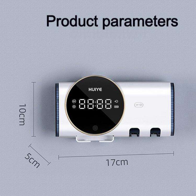 HUIYE UV Toothbrush And Razor Sanitizer Drying Box With LCD Display Wall-Mounted No-Drill Electri...