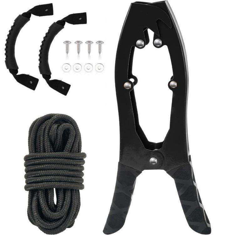 Canoe/Kayak Self-Locking Stainless Steel Anchor Clamp With Toothed Jaws, Specification: Black + K...
