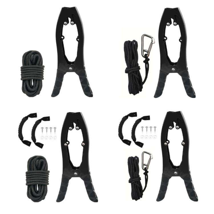Canoe/Kayak Self-Locking Stainless Steel Anchor Clamp With Toothed Jaws, Specification: Black + K...