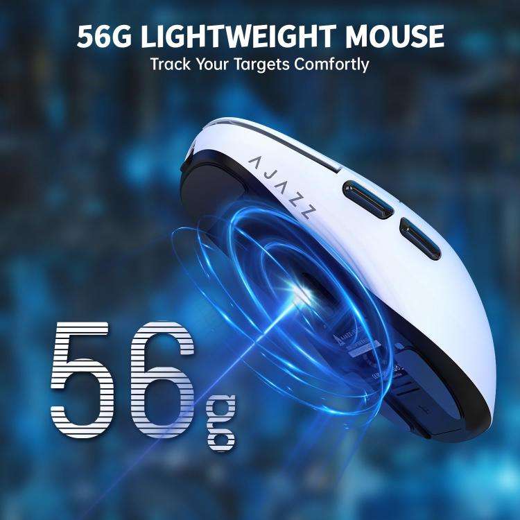 Ajazz 2.4G / Wired Dual Mode Gaming Mouse PAW3395 Chip, Spec: AJ159P With Charge Dock White