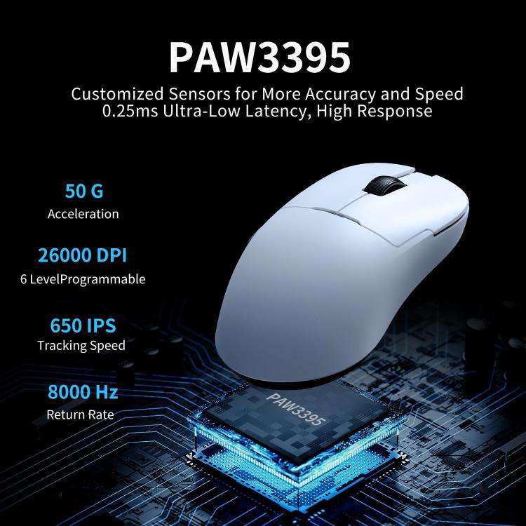 Ajazz AJ159PRO Wired / 2.4G / Bluetooth Tri-mode Gaming Mouse With Magnetic Charging Base(White)