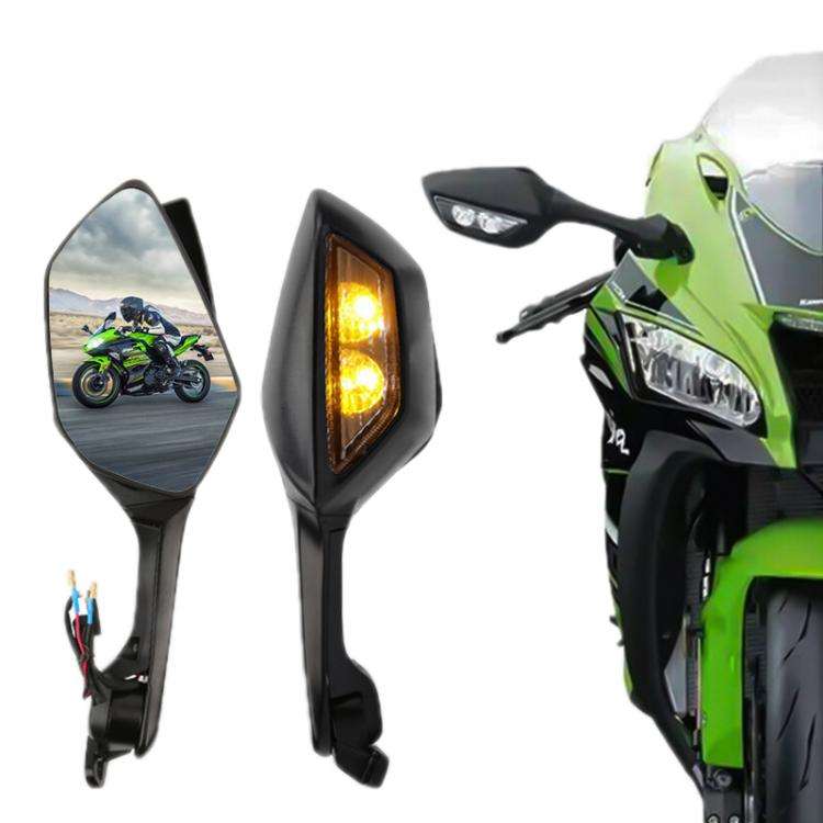 Motorcycle Rearview Mirror With LED Light For Kawasaki ZX-10R 2011-2015(1pair)
