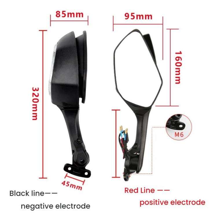 Motorcycle Rearview Mirror With LED Light For Kawasaki ZX-10R 2011-2015(1pair)