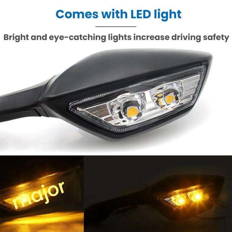 Motorcycle Rearview Mirror With LED Light For Kawasaki ZX-10R 2011-2015(1pair)