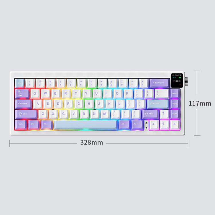 Ajazz AK650 Tri-mode Wireless Mechanical Keyboard With Screen Knob RGB Light, Color: Dream Switch...