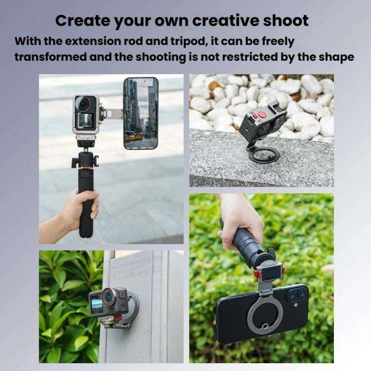 For DJI Osmo Action 3 / 4 / 5 Pro / Osmo 360 Flymile Quick-Release Magnetic Mount(Black)