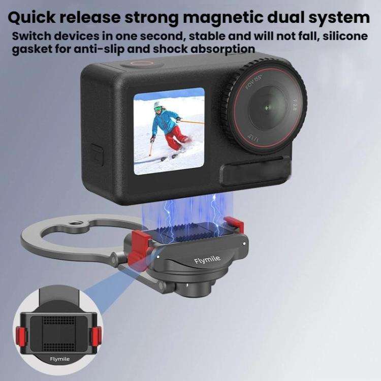 For DJI Osmo Action 3 / 4 / 5 Pro / Osmo 360 Flymile Quick-Release Magnetic Mount(Black)