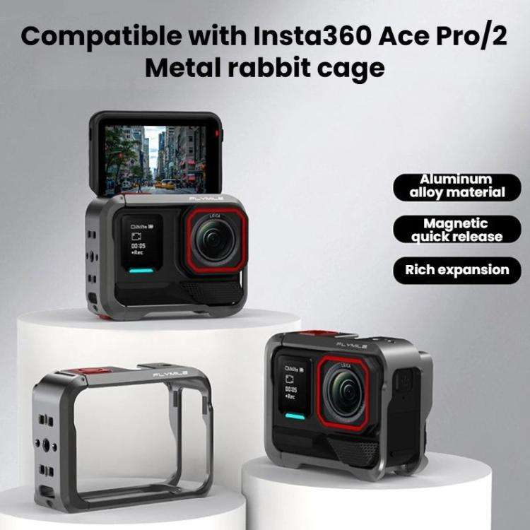 For Insta360 Ace Pro / Ace Pro 2 Flymile Rabbit Cage Metal Protective Frame Extension Action Came...