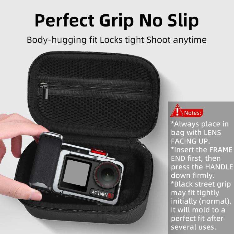 Flymile Carrying Case For DJI Osmo Action 5 Pro/4/3 Grip Cage Version Portable Handdbag(Black)