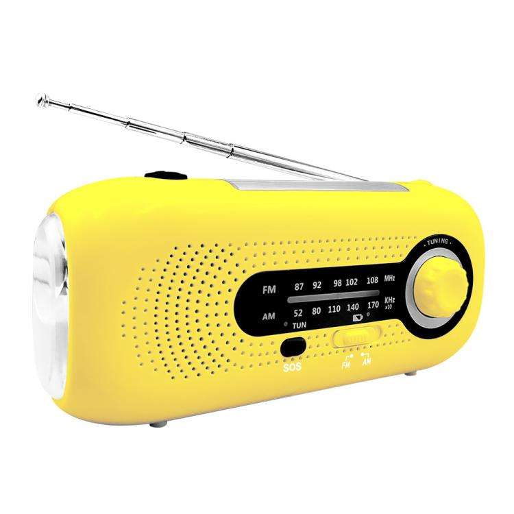 SOS Emergency Solar Hand Crank Weather Radio, No Battery, Size: Europe Version(Yellow)
