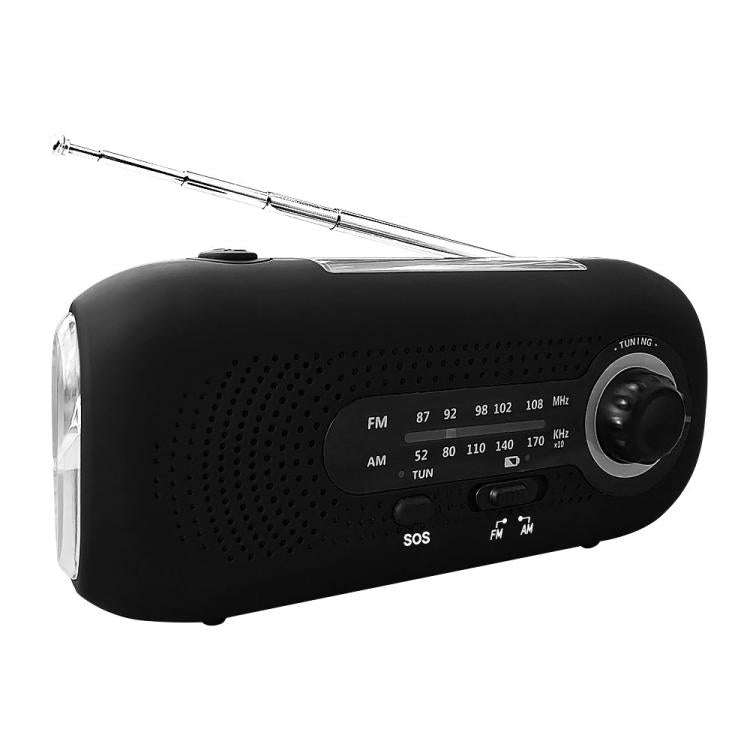 SOS Emergency Solar Hand Crank Weather Radio, No Battery, Size: Europe Version(Black)
