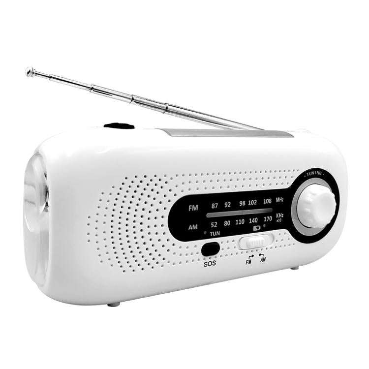 SOS Emergency Solar Hand Crank Weather Radio, No Battery, Size: Japan Version(White)
