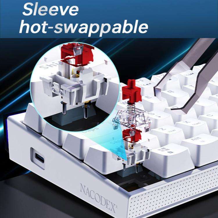 NACODEX NK68 Magnetic Shaft Mechanical Dazzle Color Wired Keyboard Office Computer Gaming 68 Keys...