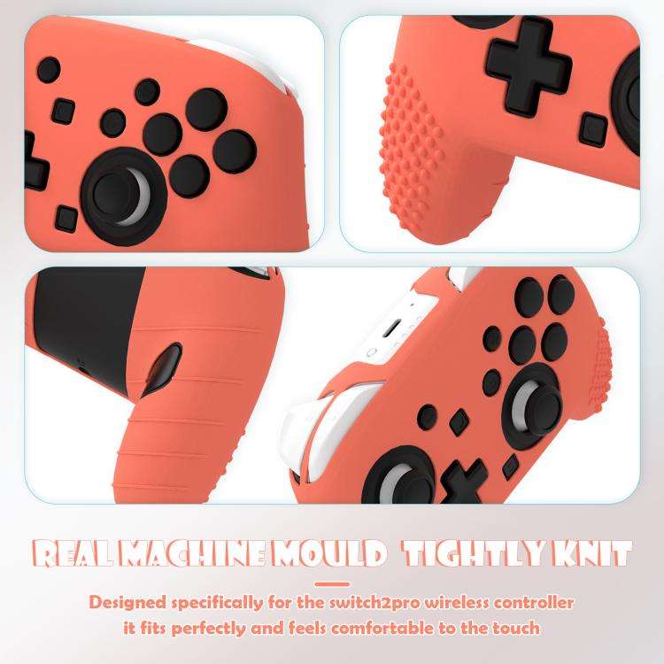 For Switch 2 Pro Controller Soft-Touch Silicone Case with Skin-Friendly Grip(Black)