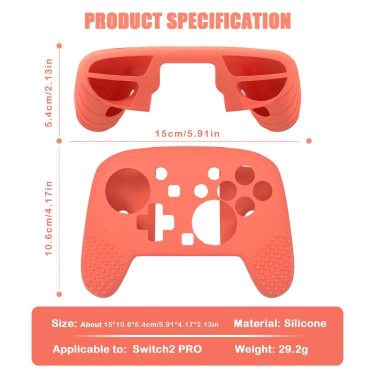 For Switch 2 Pro Controller Soft-Touch Silicone Case with Skin-Friendly Grip(Red)