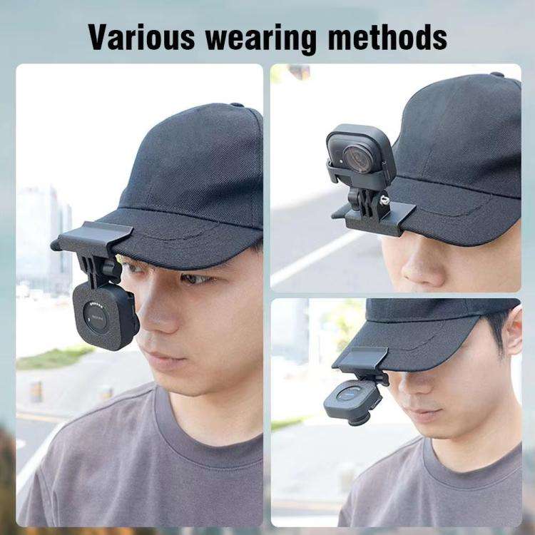 Hat Mount For Insta360 GO Ultra POV Cap Clip For Hands-Free First Person Shooting(Black)