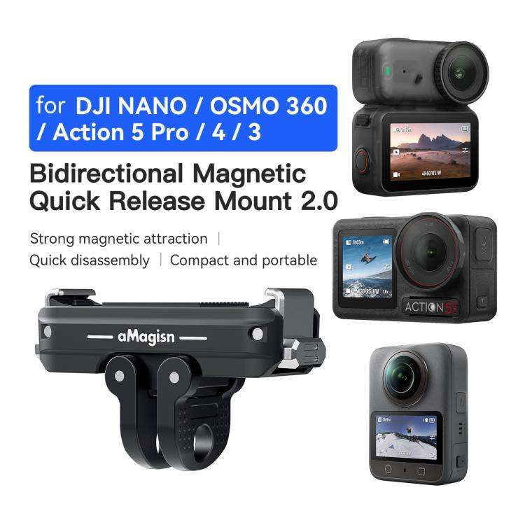aMagisn TN11 Bidirectional Magnetic Quick Release Mount 2.0 For DJI Nano / Osmo 360 II / Osmo 360...