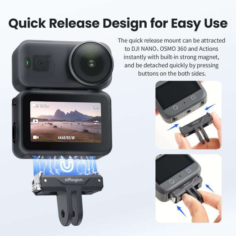aMagisn TN10 Bidirectional Magnetic Quick Release Mount For DJI Nano / Osmo 360 II / Osmo 360 / A...