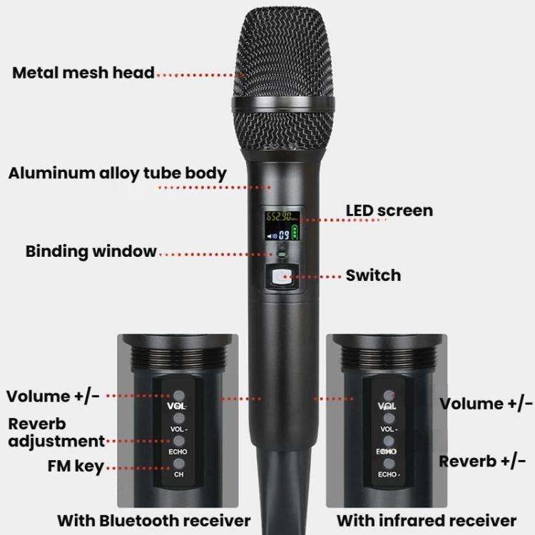 LS07+N33 1 Tow 2 Bluetooth Version Wireless Microphone Direct Broadcast Singing Handheld Microphone