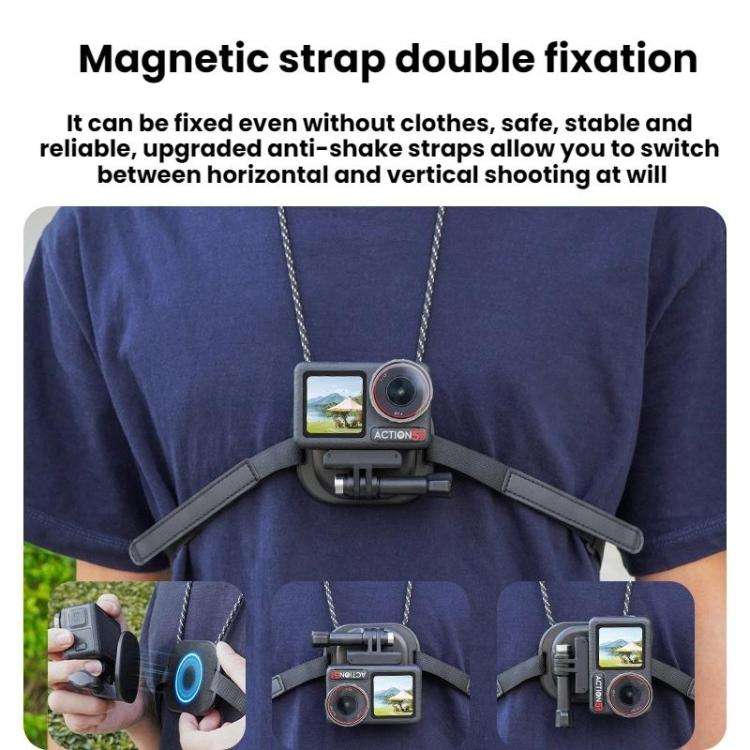 Flymile Neck-Mounted Magnetic Action Camera Bracket For DJI Osmo 360 / Pocket 3 / Action 5 Pro / ...