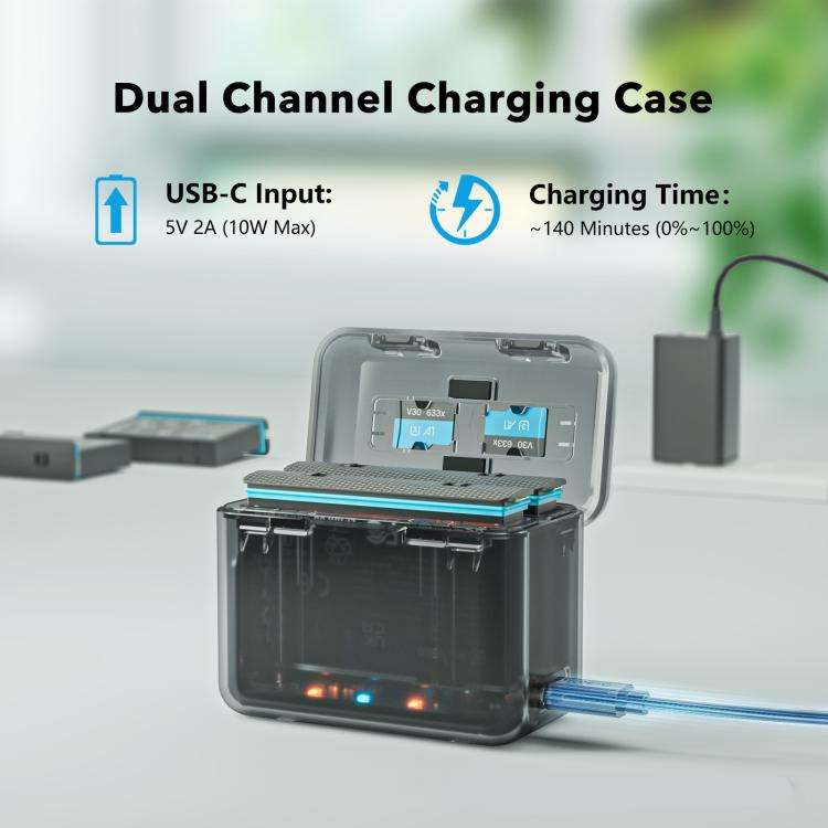 For Insta360 X4 SYMIK Dual-Channel Battery Charger & Storage Case Charging Hub With LED Indicator...