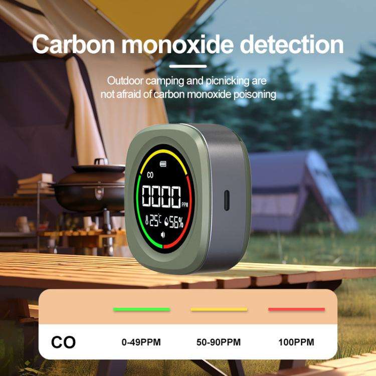 K5A 3 In1 Carbon Monoxide Temperature Humidity Detector Outdoor Portable CO Detection Alarm