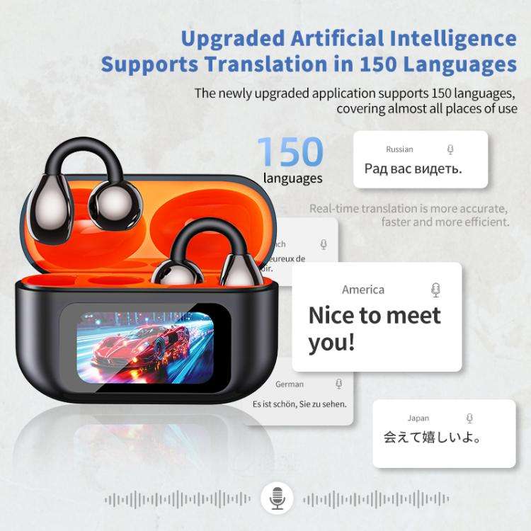 150 Languages Ai Smart Translator Bluetooth Earphones With Color Screen Charging Compartment(White)