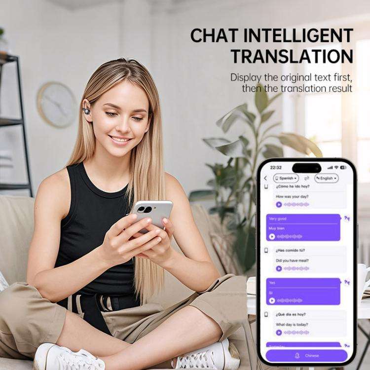150 Languages Ai Smart Translator Bluetooth Earphones With Color Screen Charging Compartment(White)