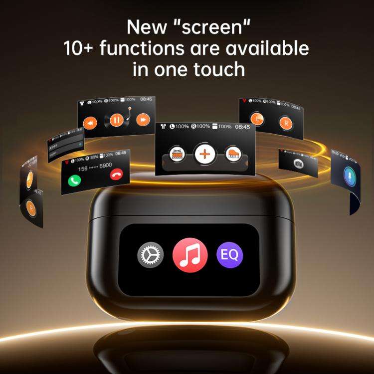 150 Languages Ai Smart Translator Bluetooth Earphones With Color Screen Charging Compartment(Black)