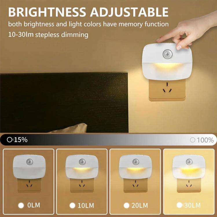 Smart Motion Sensor Night Light 3 Color Temperatures Plug-in Light for Bedroom, Hallway, Stairs E...