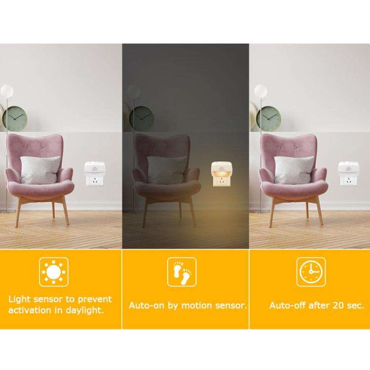 Smart Motion Sensor Night Light 3 Color Temperatures Plug-in Light for Bedroom, Hallway, Stairs E...
