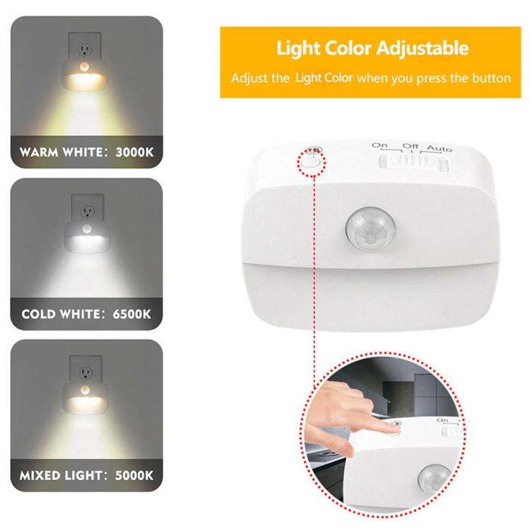 Smart Motion Sensor Night Light 3 Color Temperatures Plug-in Light for Bedroom, Hallway, Stairs E...