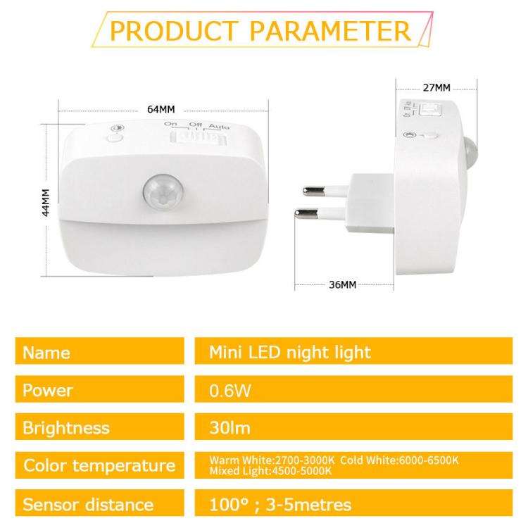 Smart Motion Sensor Night Light 3 Color Temperatures Plug-in Light for Bedroom, Hallway, Stairs E...