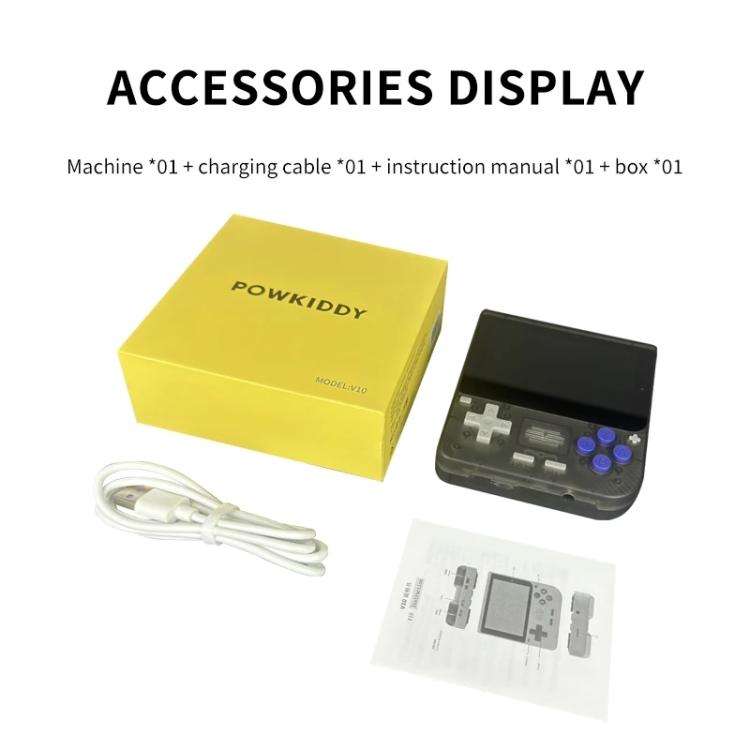 POWKIDDY V10 Retro Handheld Game Console 3.5-inch IPS OCA Full Fit, Quad-Core Cortex-A35 1.5GHz 1...