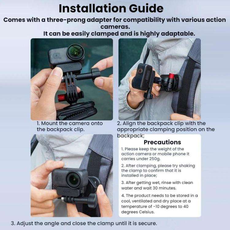 For DJI/GoPro/Insta360 Backpack Shoulder Strap Camera Mount, Specification: Regular