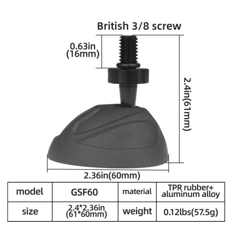 BEXIN GSF60 3pcs Tripod Non-slip Foot Pad SLR Camera Universal 3/8 inch Screw Monopod Base