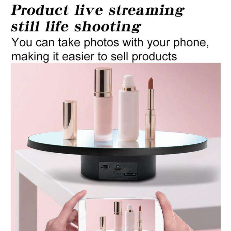 Multi-Purpose Mirror Electric Rotating Disc Battery / USB Powered Photography Live Display Stand,...