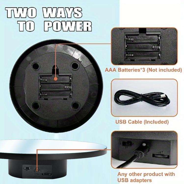Multi-Purpose Mirror Electric Rotating Disc Battery / USB Powered Photography Live Display Stand,...
