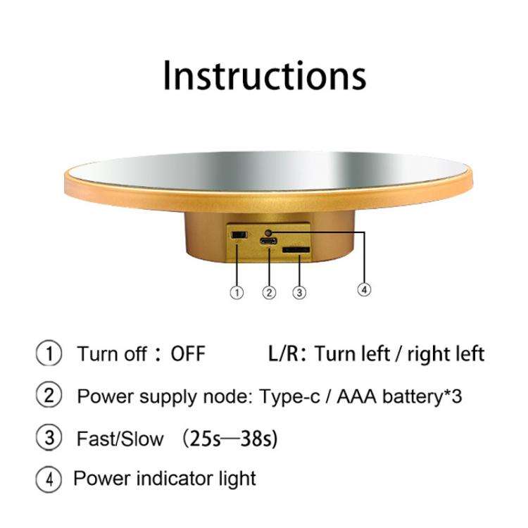 Multi-Purpose Mirror Electric Rotating Disc Battery / USB Powered Photography Live Display Stand,...
