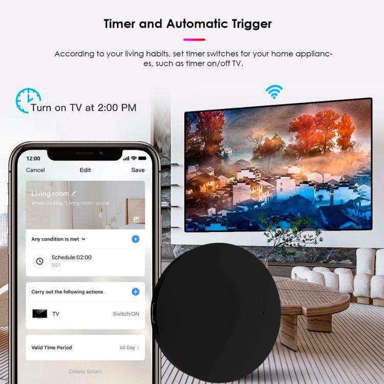 IR Tuya Wifi Smart Home Universal Remote Control, Support Voice Control/Mobile Phone Remote Opera...
