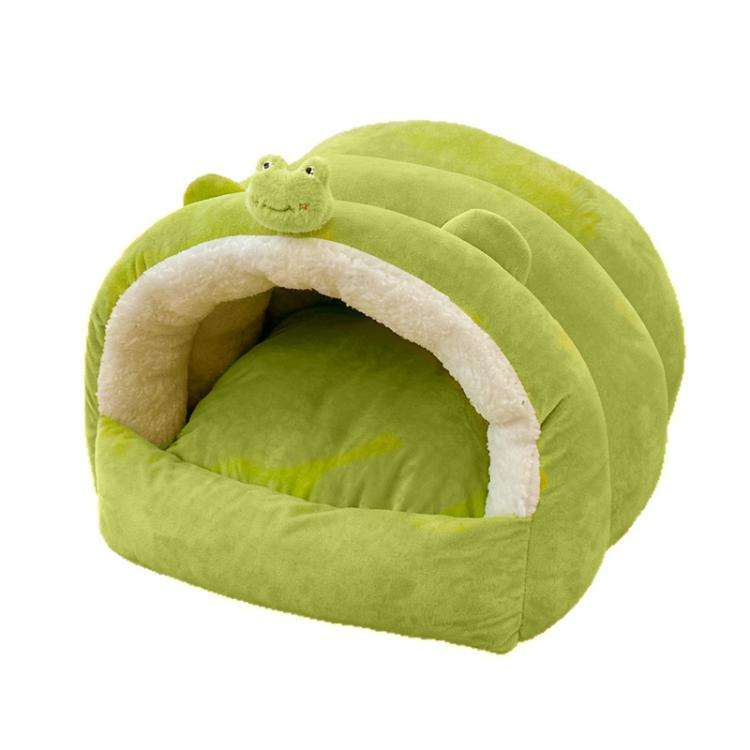 Thickened Warm Semi-Enclosed Cat Bed for Winter, Size: 55x50x36cm(Frog)