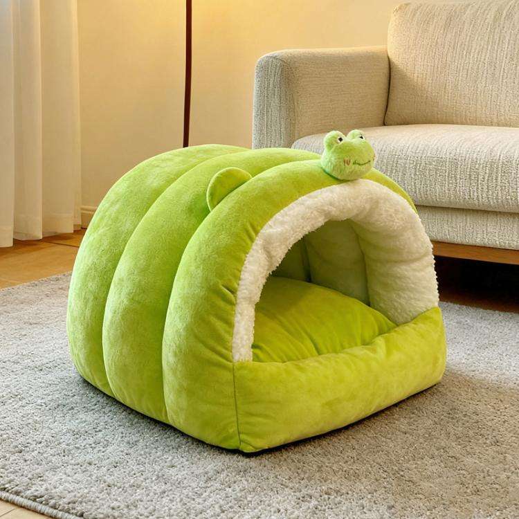 Thickened Warm Semi-Enclosed Cat Bed for Winter, Size: 55x50x36cm(Frog)